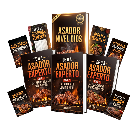 De 0 a Asador Experto PACK COMPLETO | 3 TOMOS + 5 BONOS + UPSELL